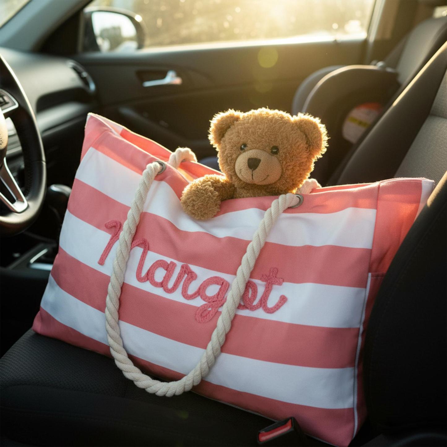 Personalized Beach Tote Bag with Zipper