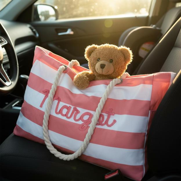 Personalized Beach Tote Bag with Zipper