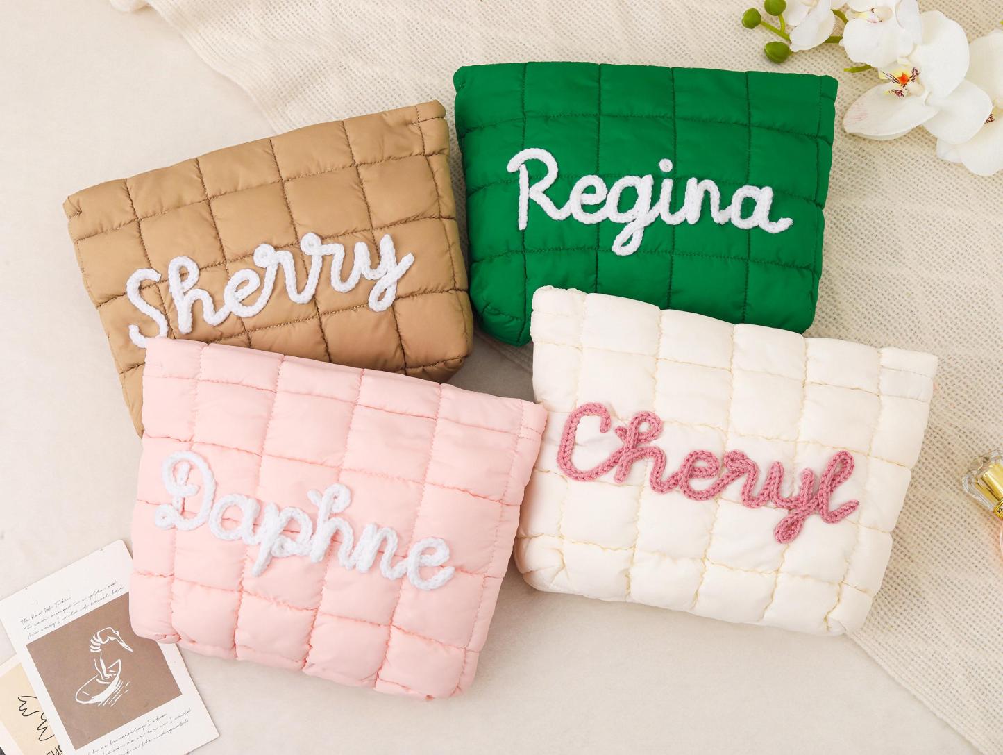 Personalized Quilted Nylon Makeup Bag