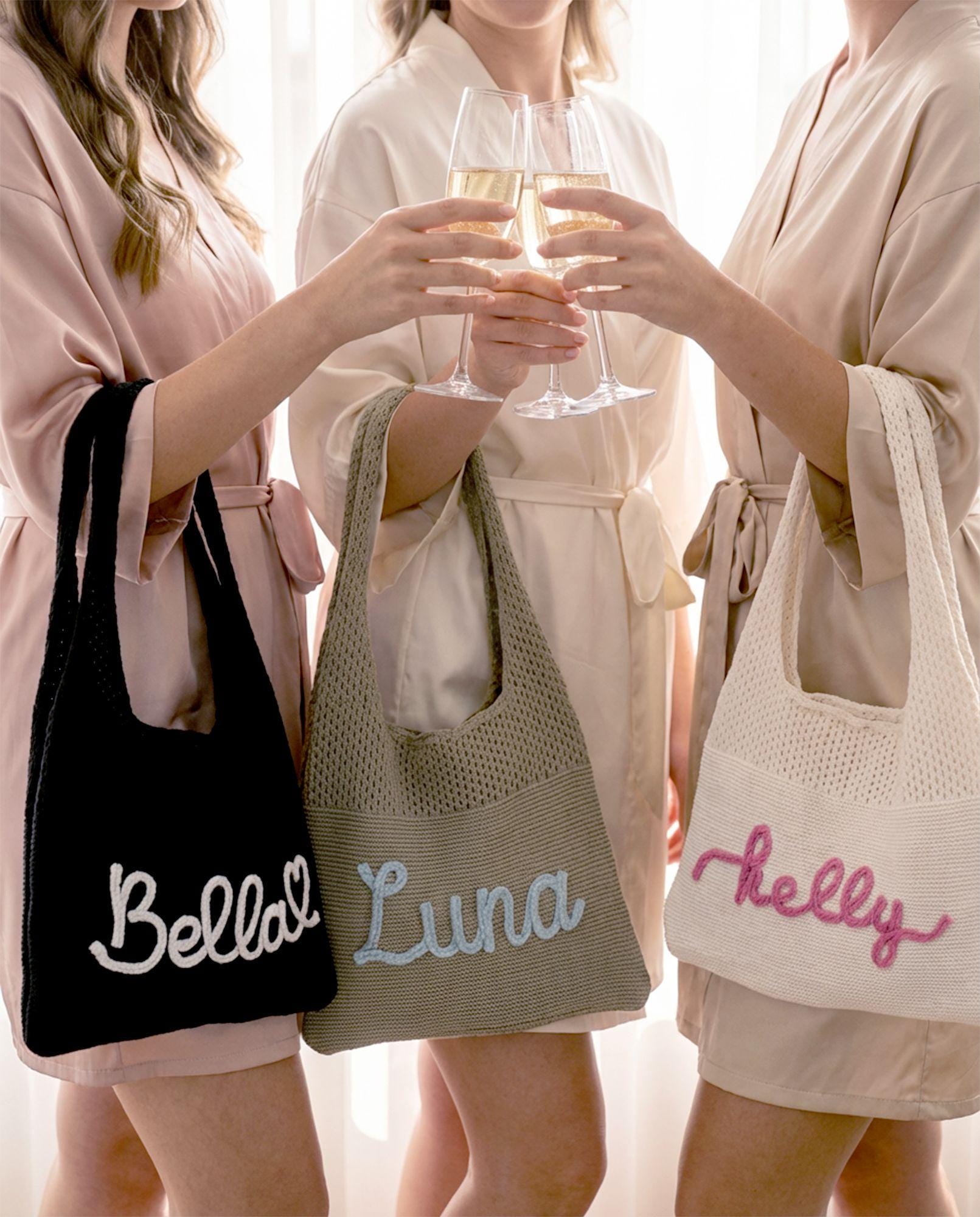 Custom Embroidered Knit Beach Tote Bag