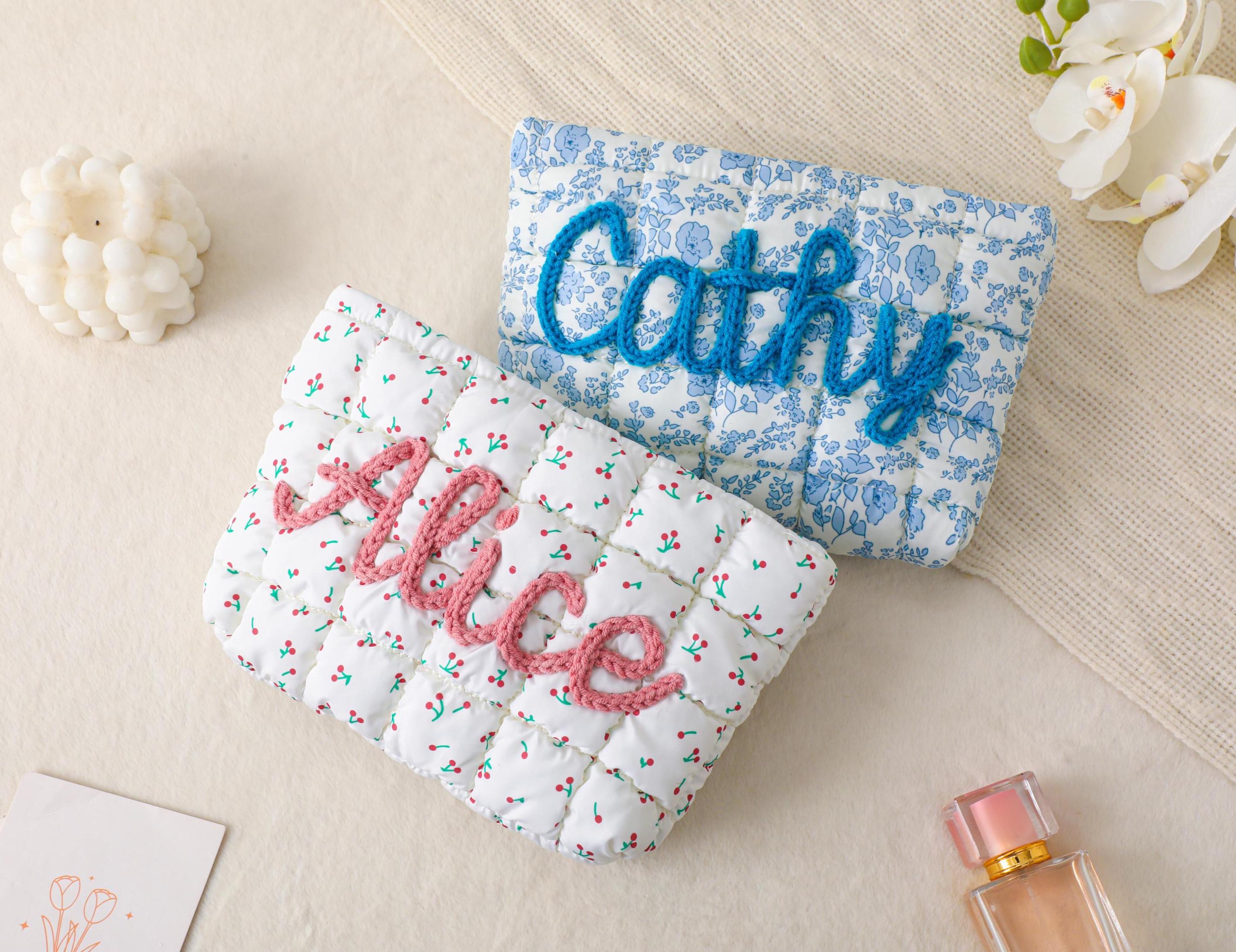 Personalized Quilted Nylon Makeup Bag