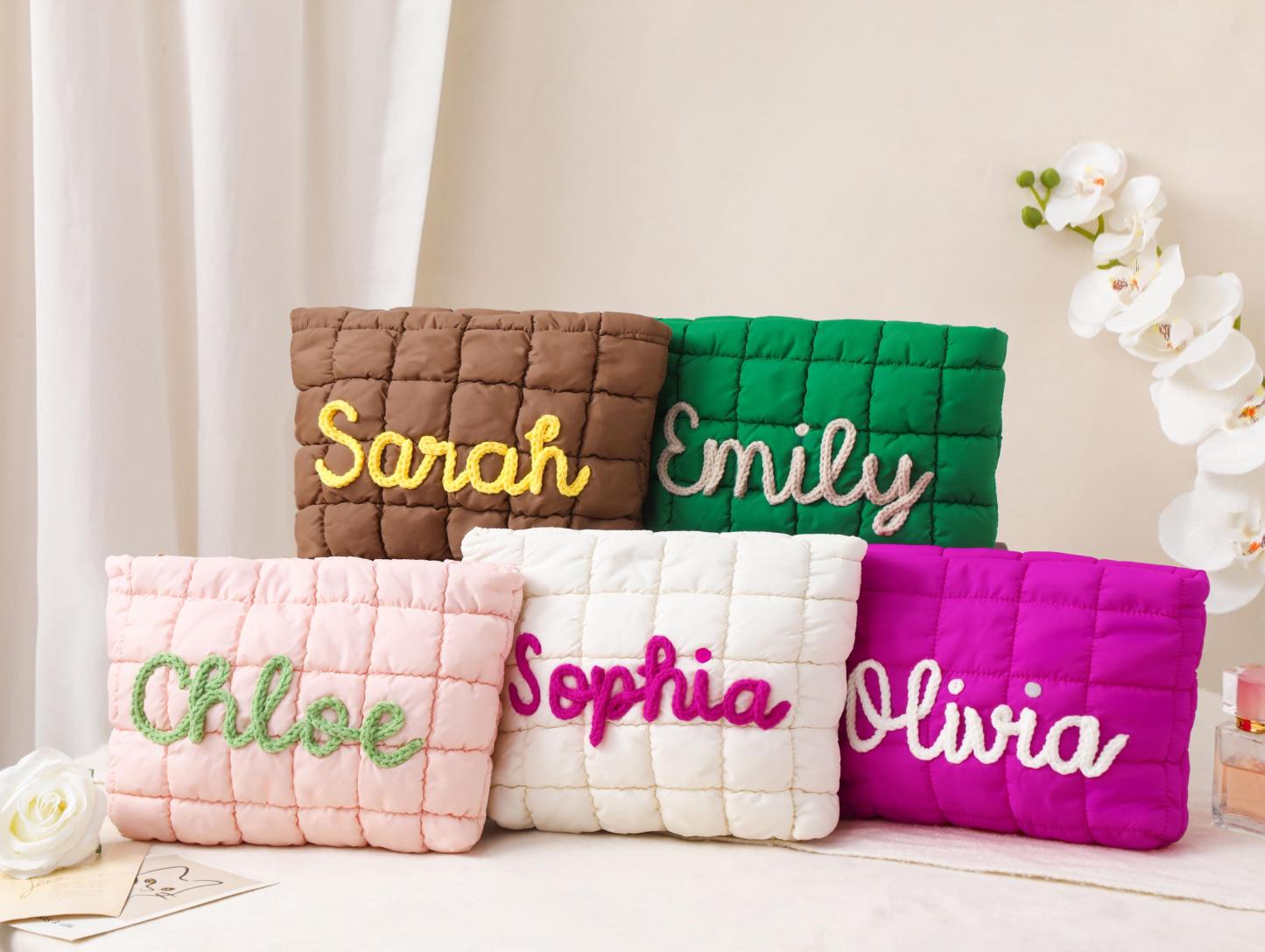 Personalized Quilted Nylon Makeup Bag