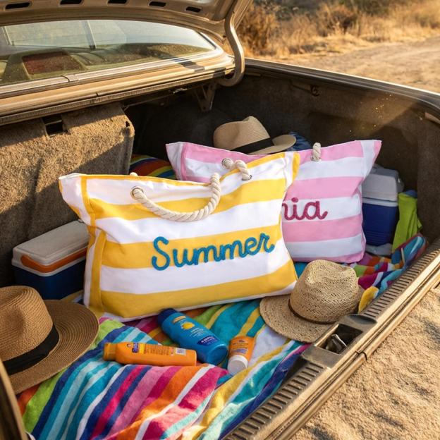 Personalized Beach Tote Bag with Zipper