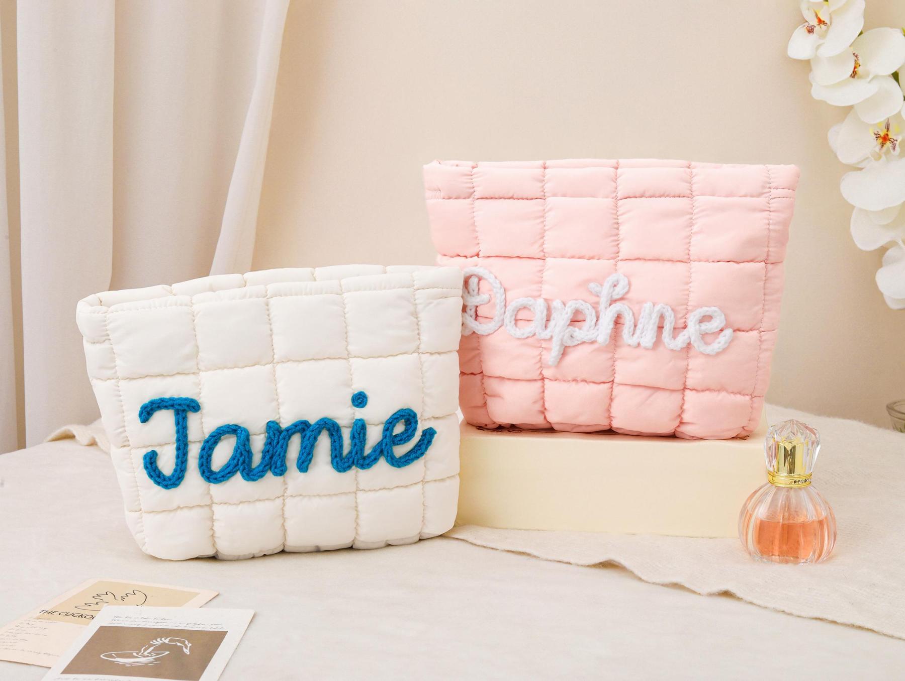 Personalized Quilted Nylon Makeup Bag