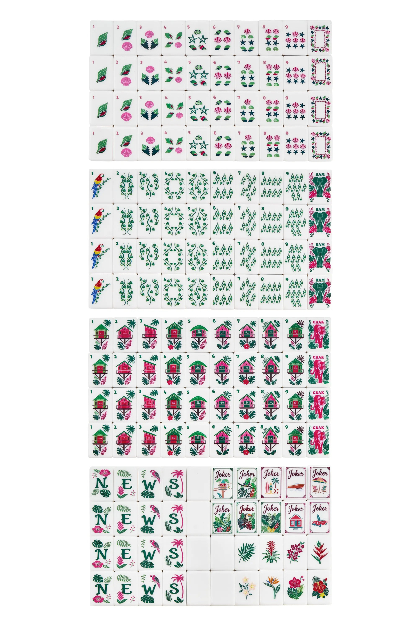 Rainforest Cabana Mahjong Tiles