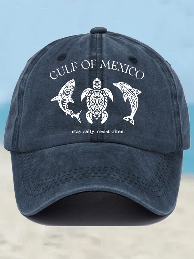 Retro Gulf Of Mexico Stay Salty Resist Often Printed Baseball Cap