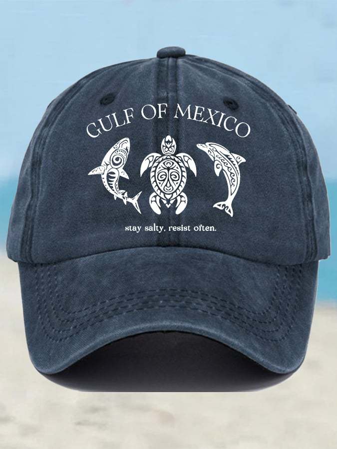 Retro Gulf Of Mexico Stay Salty Resist Often Printed Baseball Cap