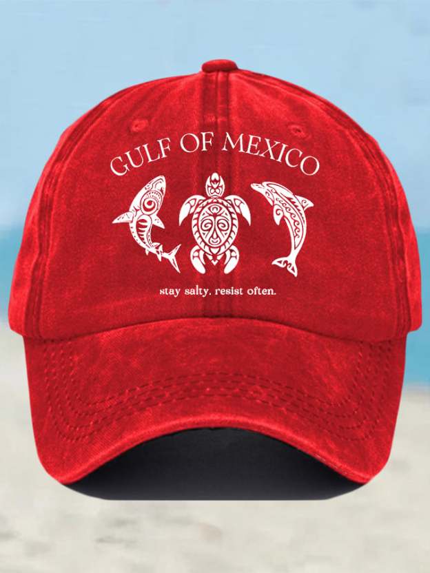 Retro Gulf Of Mexico Stay Salty Resist Often Printed Baseball Cap
