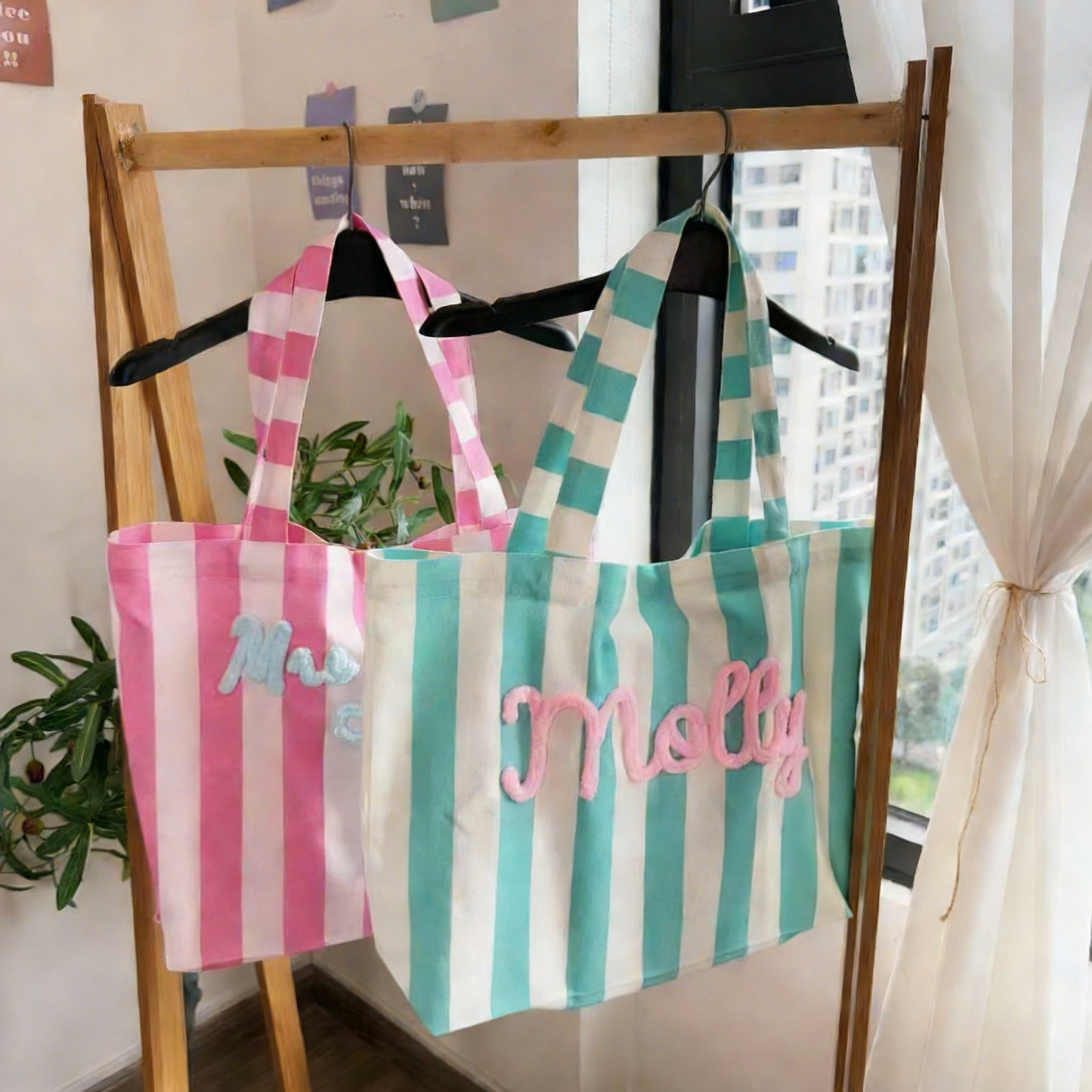 Personalized Embroidered Name Chenille Tote Bag