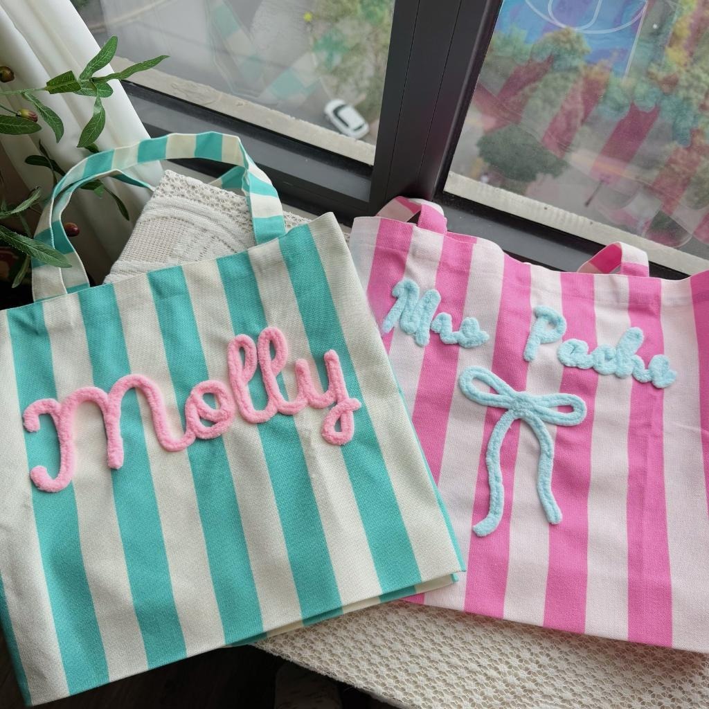 Personalized Embroidered Name Chenille Tote Bag