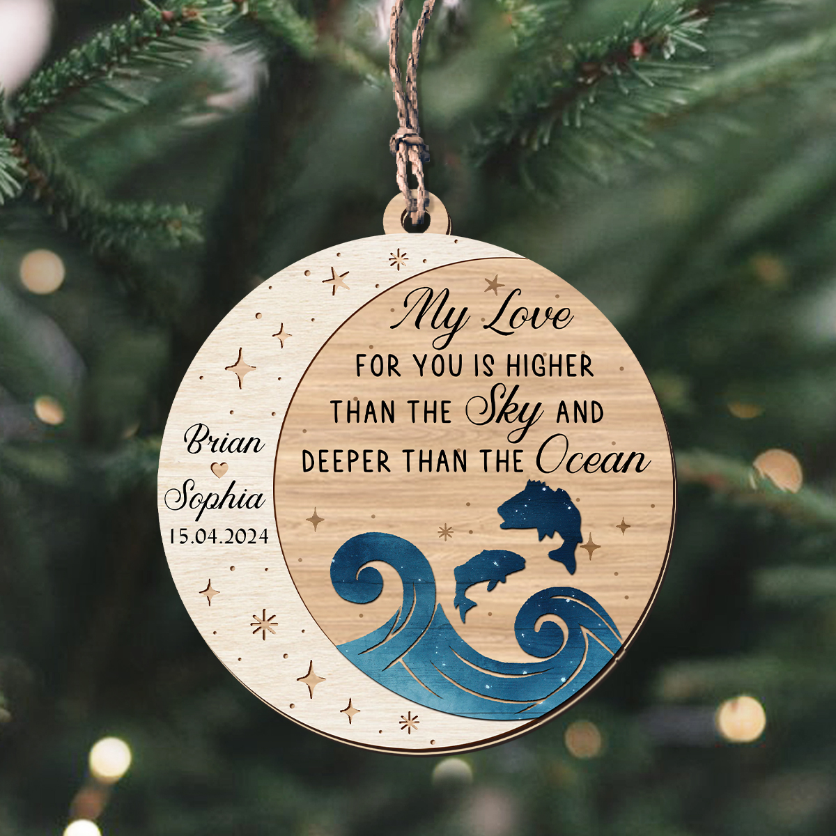 Newlyweds 2-Layered Wooden Ornament