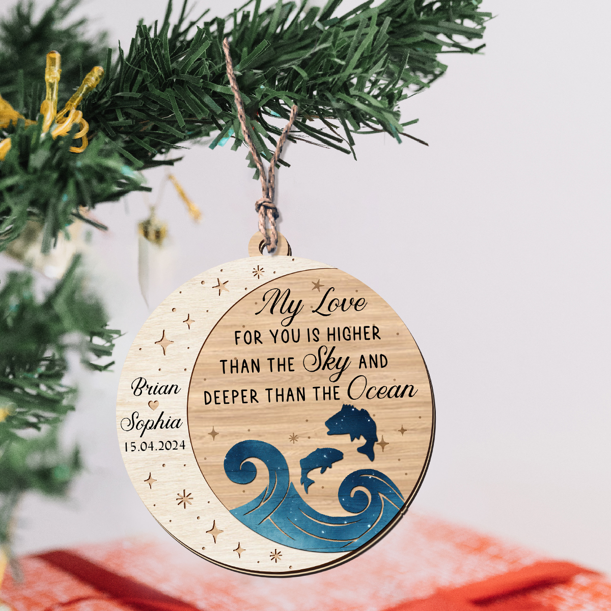 Newlyweds 2-Layered Wooden Ornament