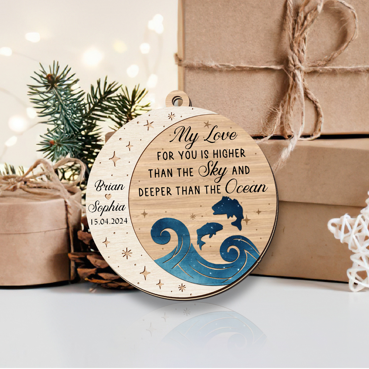 Newlyweds 2-Layered Wooden Ornament
