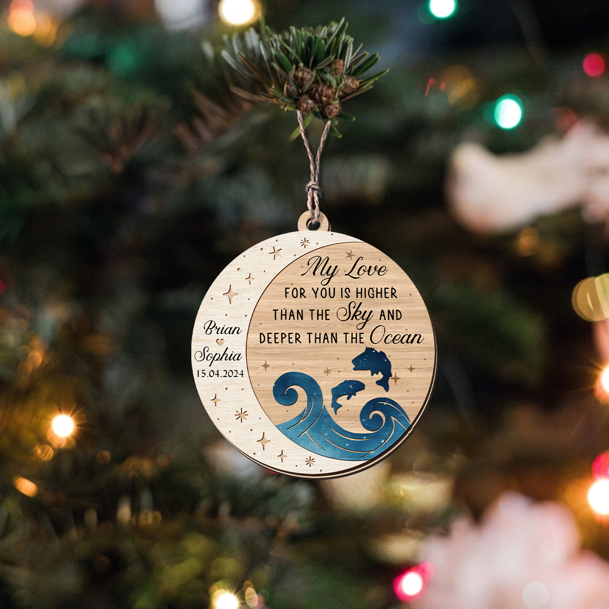 Newlyweds 2-Layered Wooden Ornament