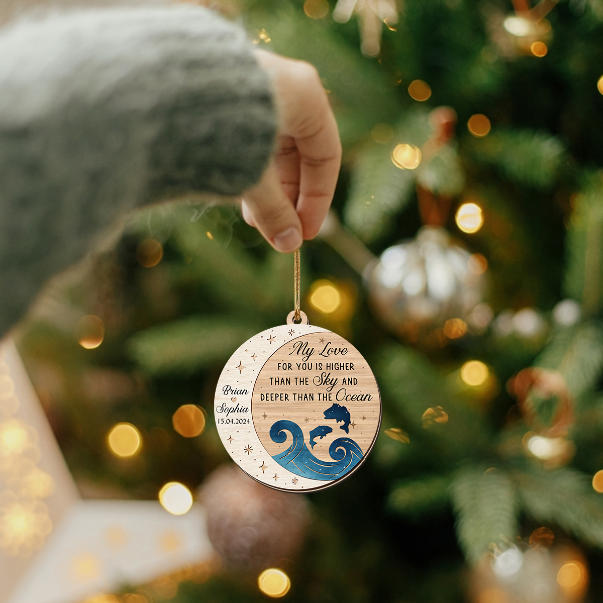 Newlyweds 2-Layered Wooden Ornament