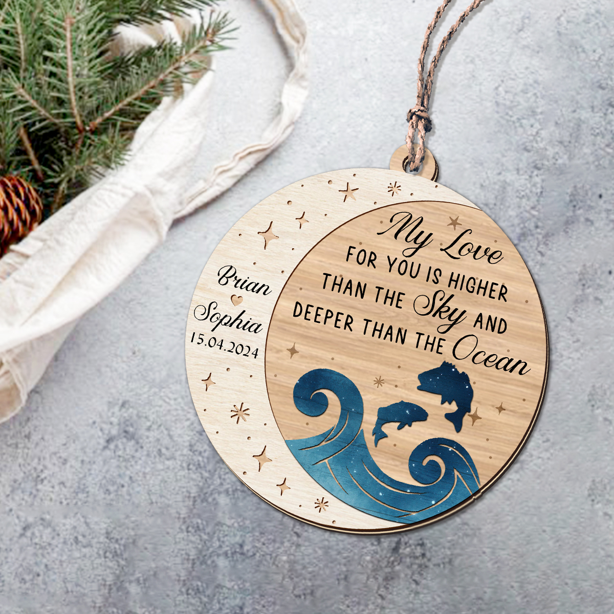 Newlyweds 2-Layered Wooden Ornament