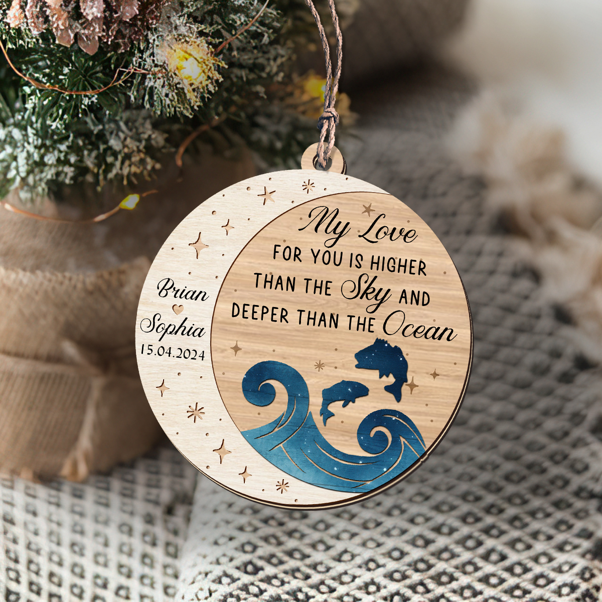 Newlyweds 2-Layered Wooden Ornament
