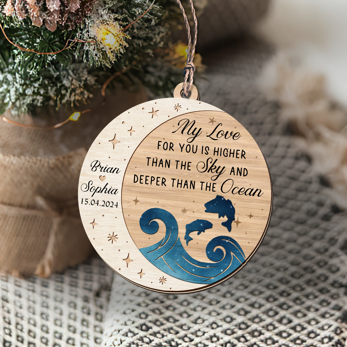 Newlyweds 2-Layered Wooden Ornament