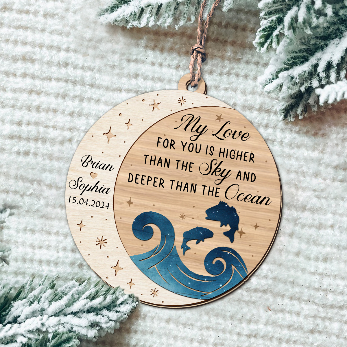 Newlyweds 2-Layered Wooden Ornament