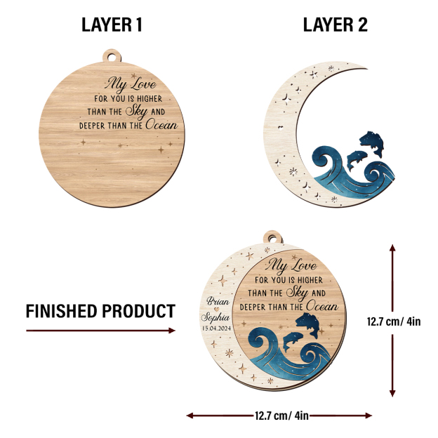 Newlyweds 2-Layered Wooden Ornament