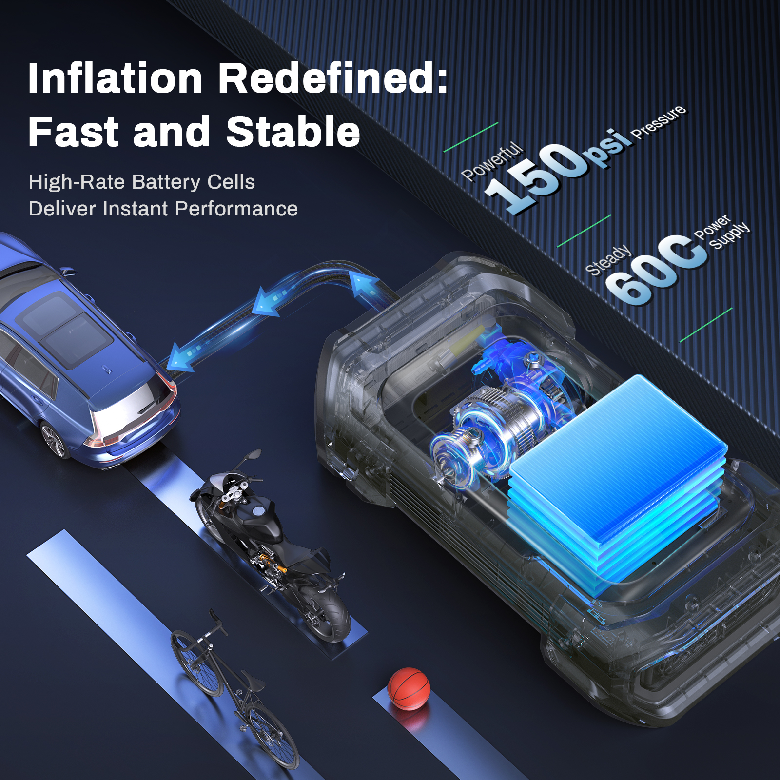 Jump Starter with Air Compressor AMPBANK 3000A 