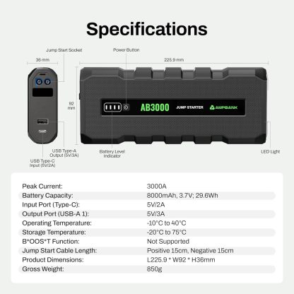 Battery Jump Starter 3000A AMPBANK