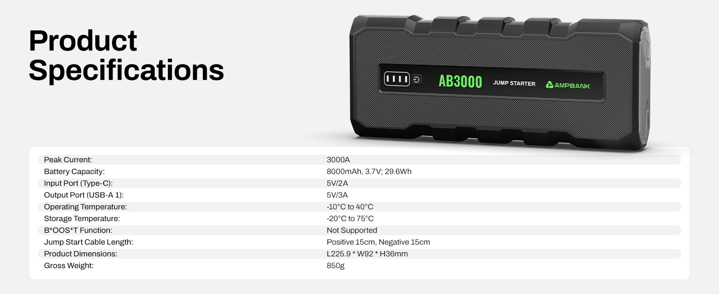Battery Jump Starter 3000A AMPBANK