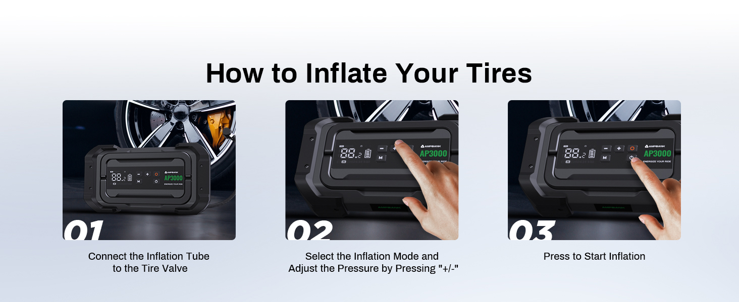 Jump Starter with Air Compressor AMPBANK 3000A 