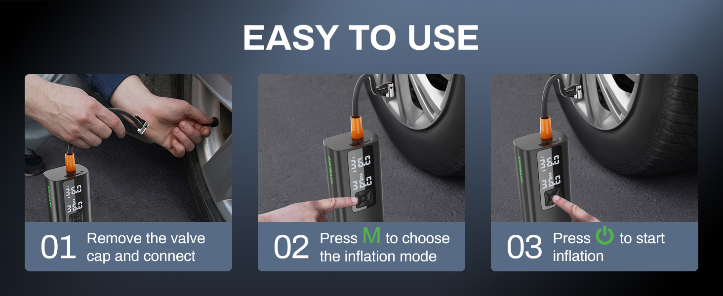 AMPBANK AT003 Tire Inflator Portable Air Compressor