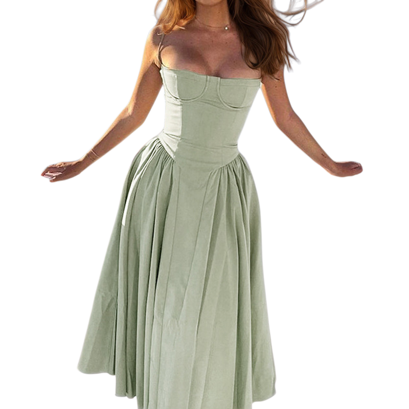 Sleeveless fitted corset midi dress