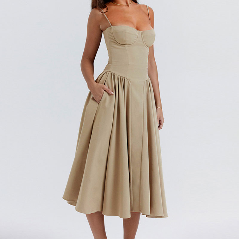 Sleeveless fitted corset midi dress