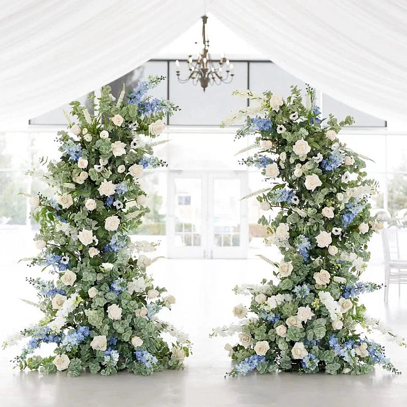 Set of 2 Green And White Artificial Flower Wedding Arch Wedding Altar Decor