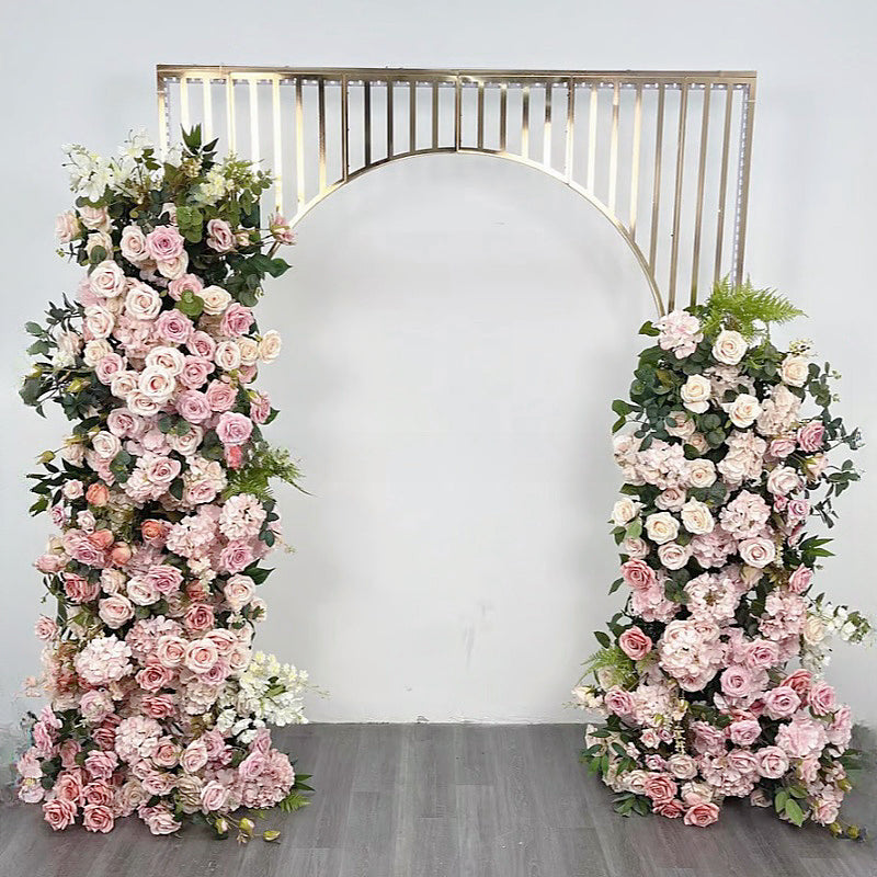 Set of 2 Pink Artificial Flower Arch Event Decor Party Backdrop