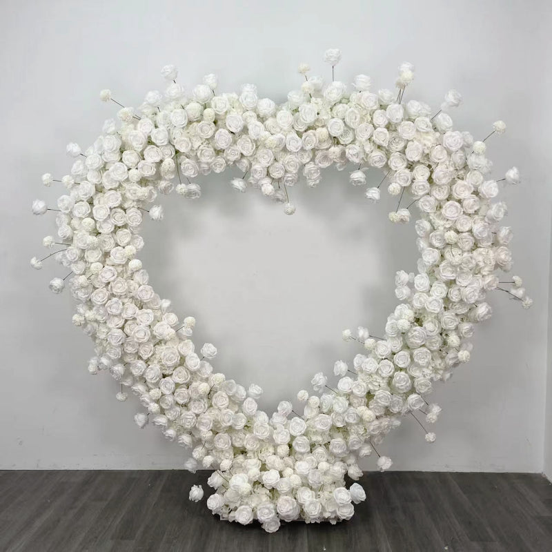 7.2ft White Heart Shaped Artificial Floral Arch Event Backdrop Wedding Decor