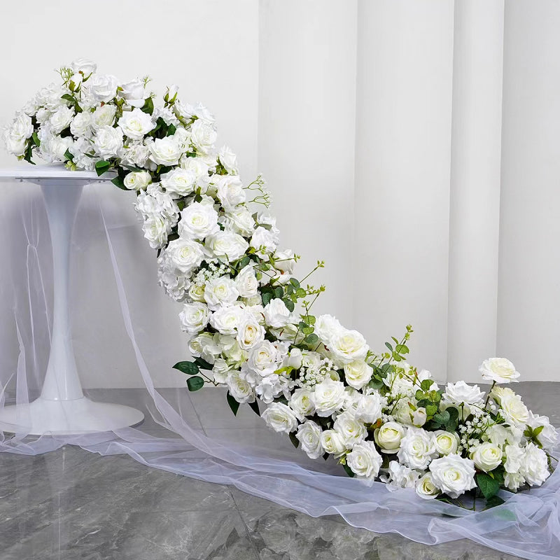 White And Green Faux Floral Wedding Table Flowers Wedding Decor