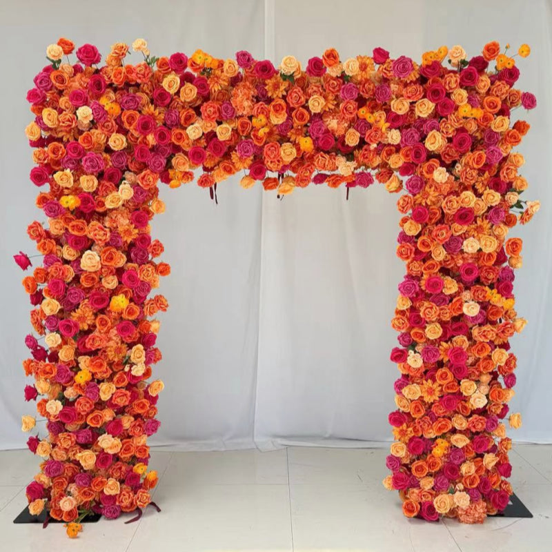 3D Orange Artificial Flower Arch Party Decor Event Backdrop
