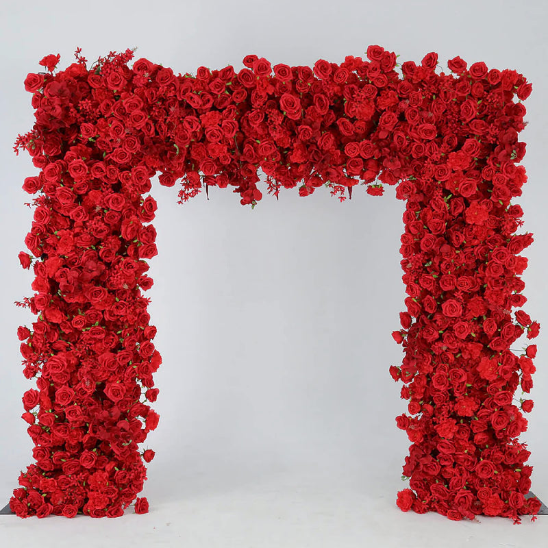 3D Red Artificial Flower Wall Wedding Arch Event Backdrop