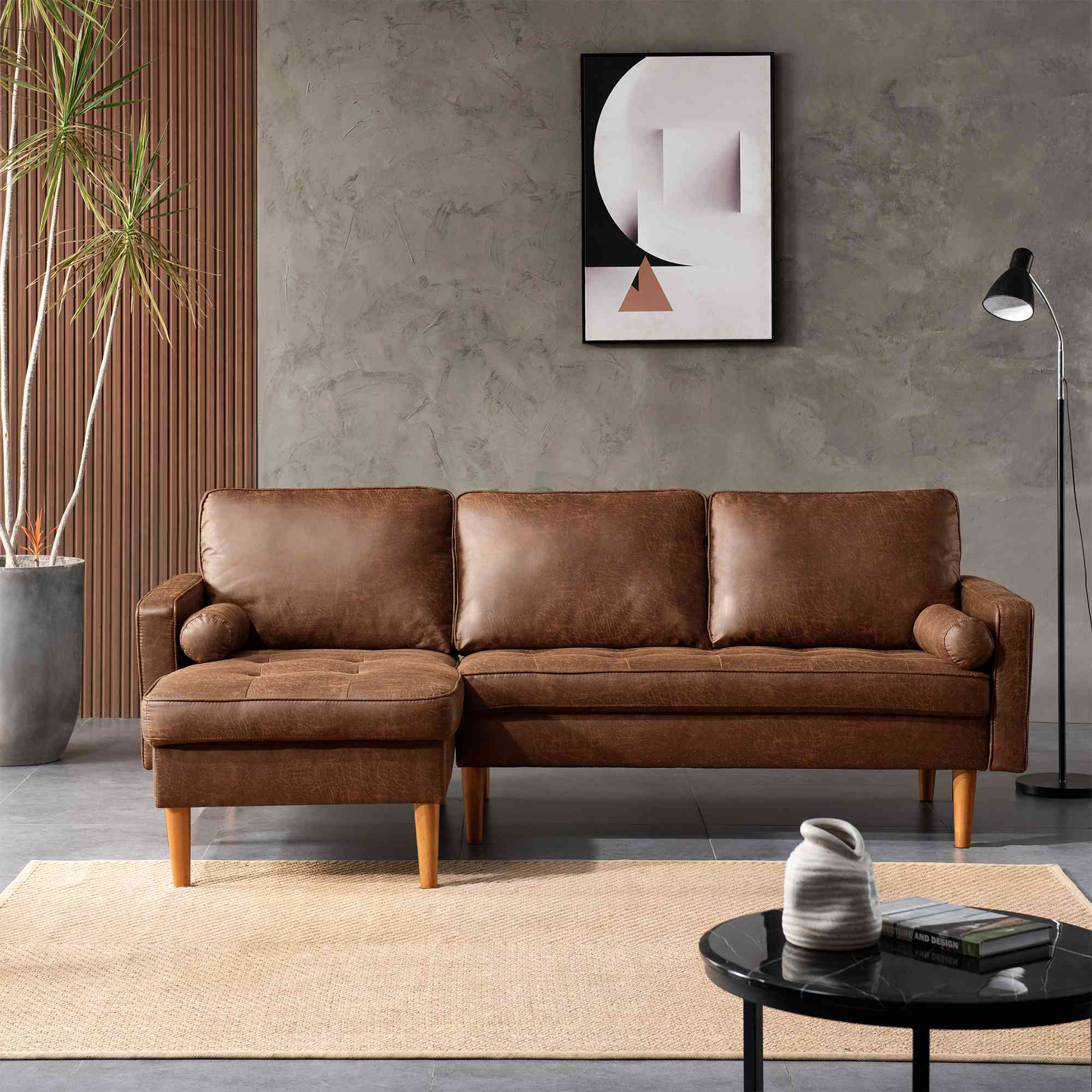 83.07'' Mid Century Sectional Chaise Sofa, L-Shaped Couch