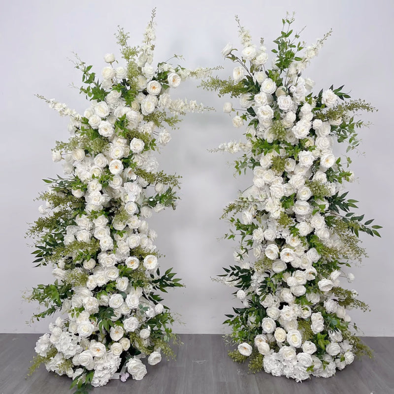 Set of 2 White And Green Artificial Flower Arch Wedding Ceremony Decor