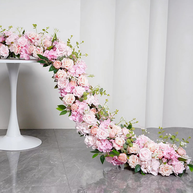 Pink And Green Artificial Flower Wedding Table Decor