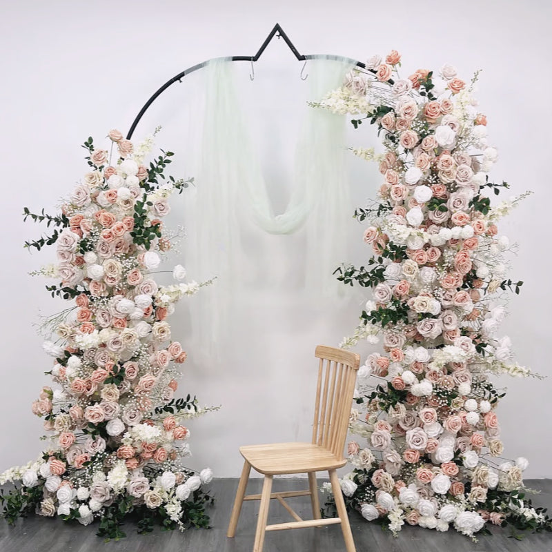 Set of 2 Cream & White Artificial Flower Arch Wedding Ceremony Decor