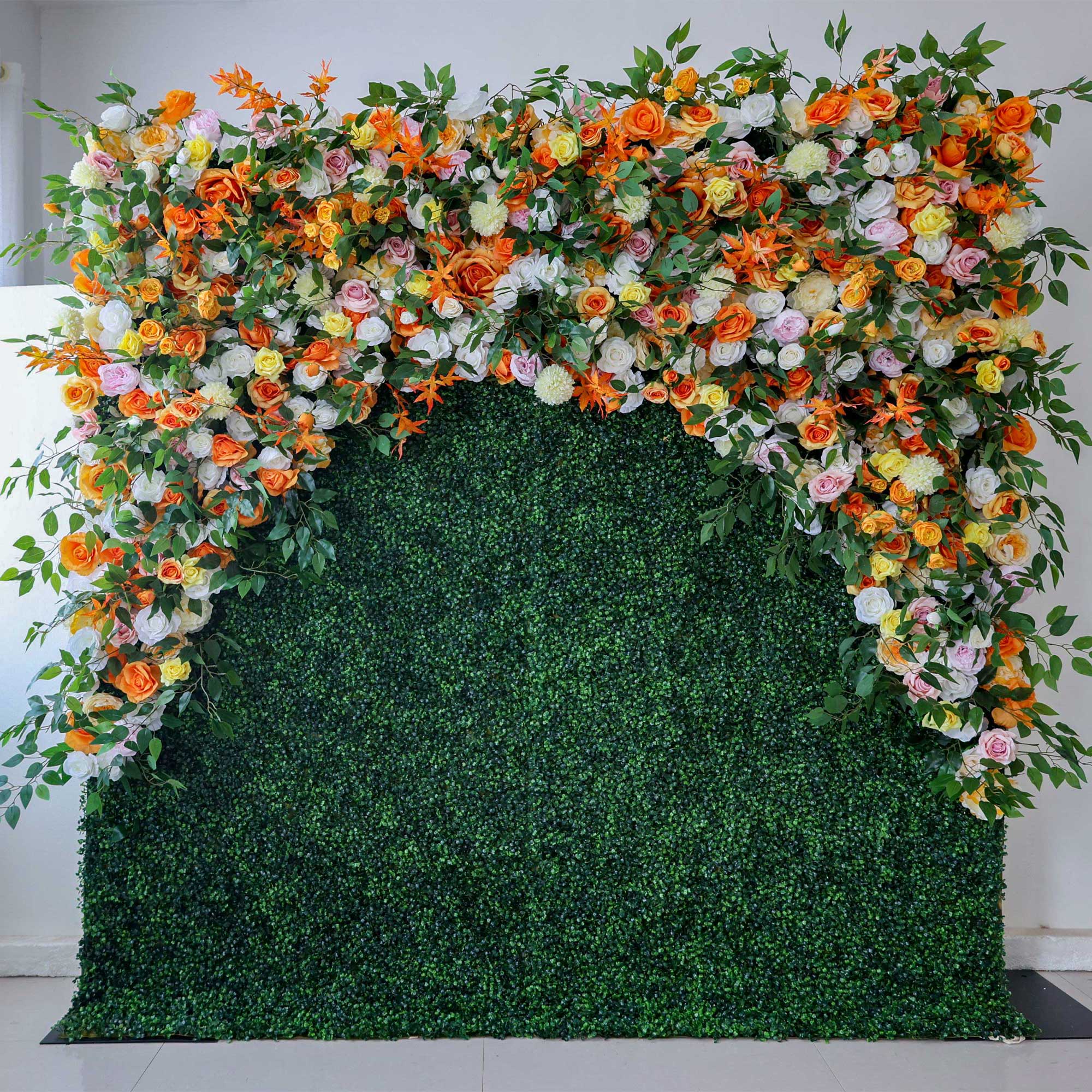 Fabric Artificial Flower Wall Wedding Backdrop, Floral Party Decor, Event Photography-VF-393