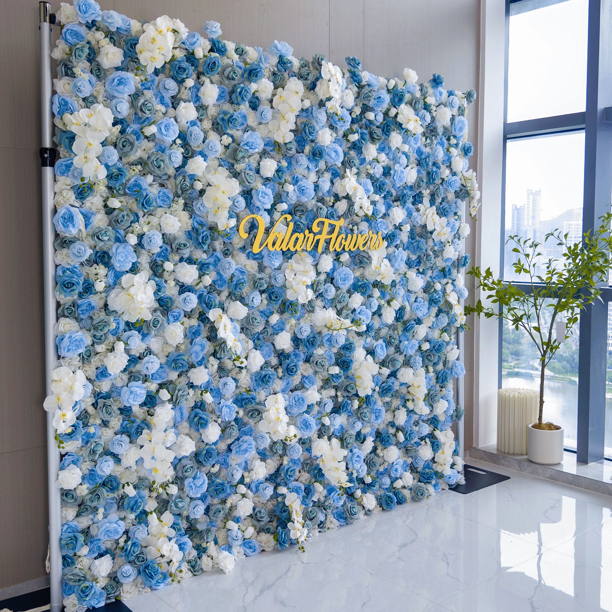 Artificial Flower Wall Wedding Backdrop, Floral Party Decor, Event Photography-VF-348