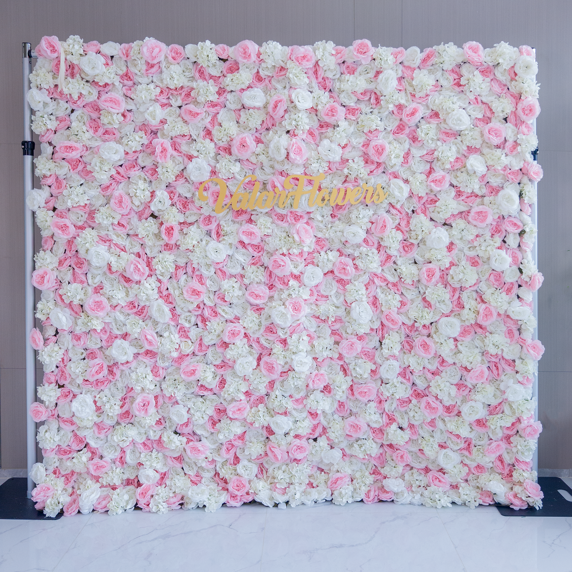 Artificial Opera Mauve Pink and White Flower Wall Wedding Backdrop, Floral Party Decor, Event Photography-VF-025-2