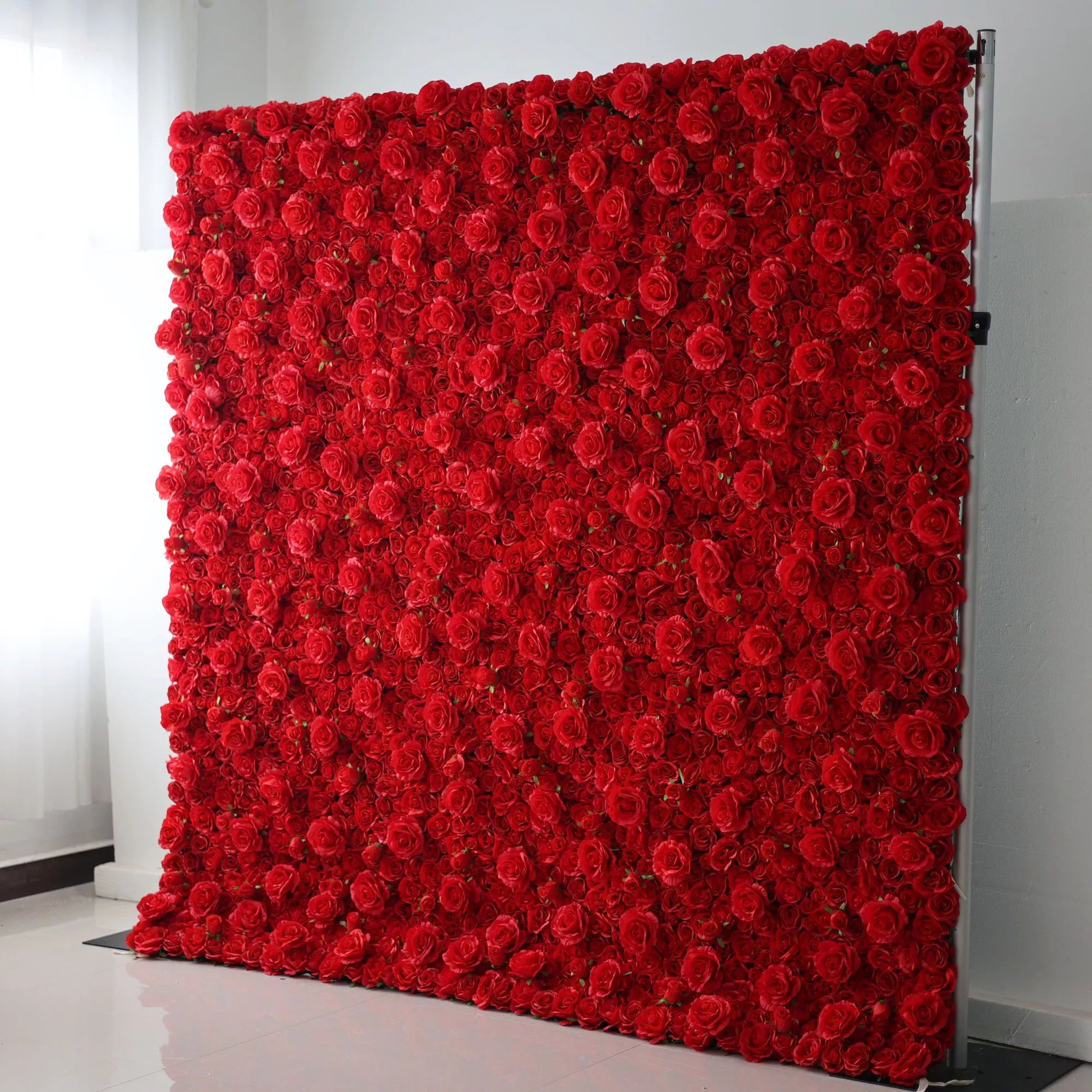 Artificial Lipstick Red Flower Wall Wedding Backdrop, Floral Party Decor, Event Photography-VF-059