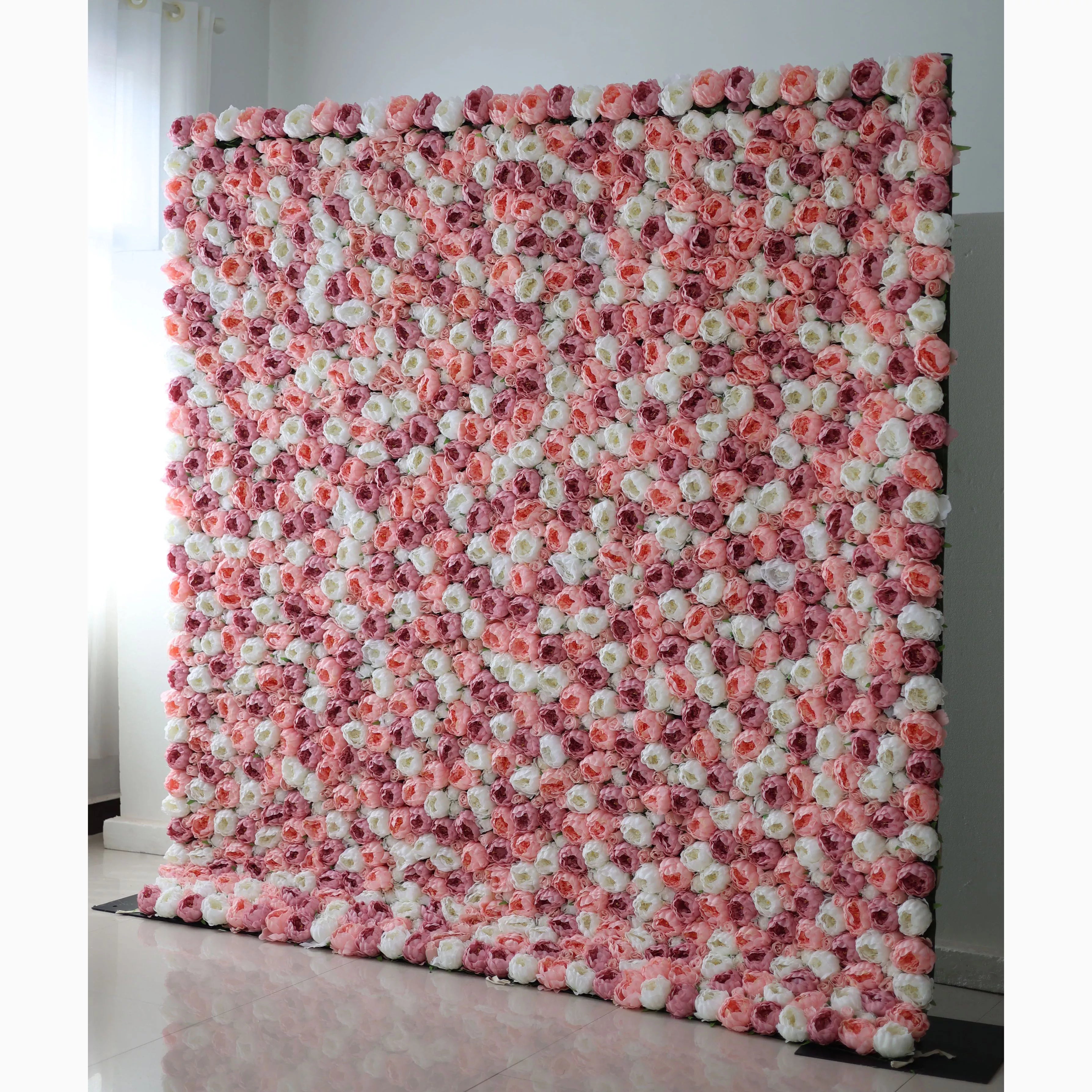 Blush and Whisper – A Dreamy Assembly of Light Pink & Cream Fabric Roses – Perfect Floral Wall for Weddings, Events & Elegant Interior Decor.-VF-216