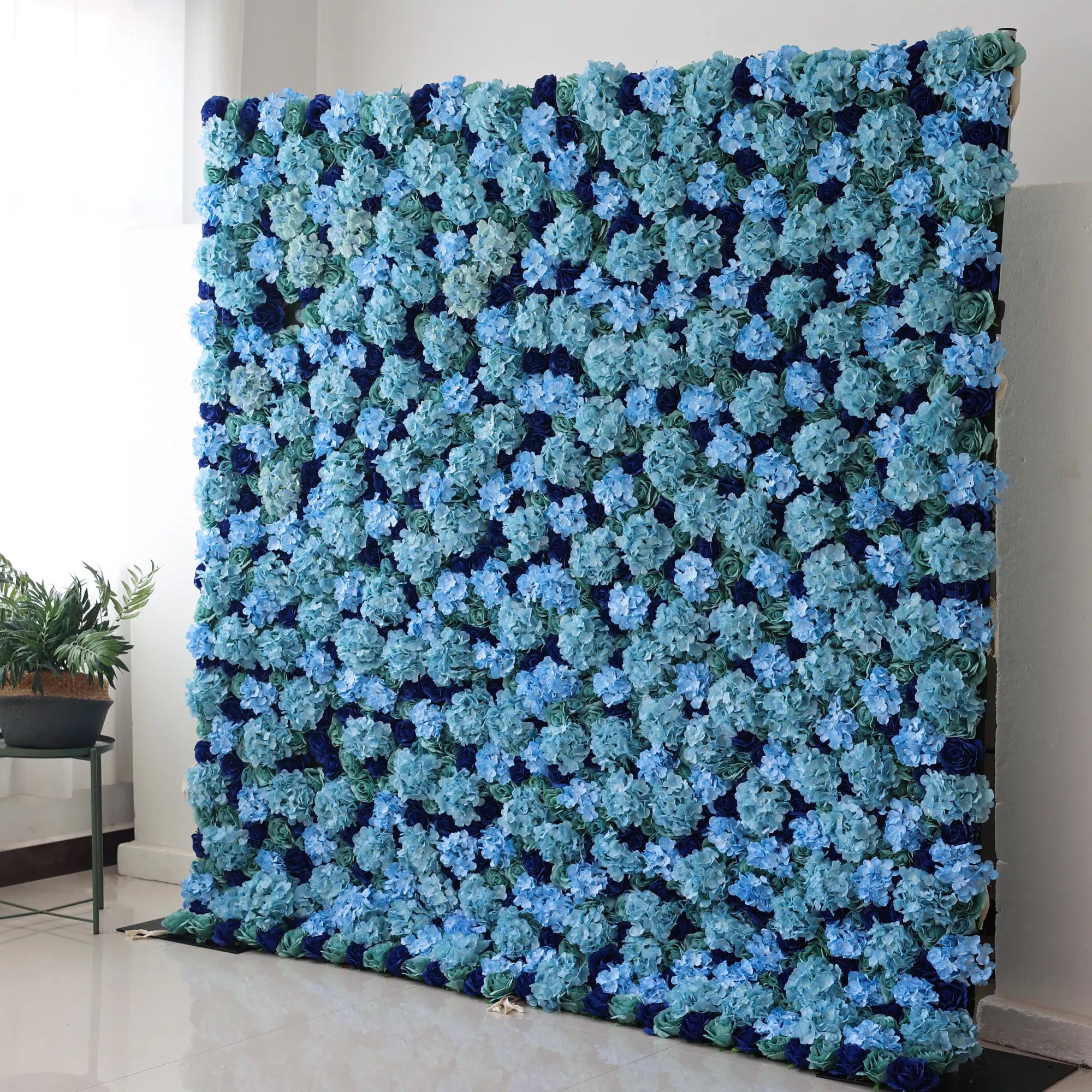 Valar Flowers Presents: Azure Blossom – A Captivating Array of Turquoise and Deep Blue Florals – The Perfect Wall for Oceanic Themes, Nautical Events & Tranquil Interior Spaces-VF-223