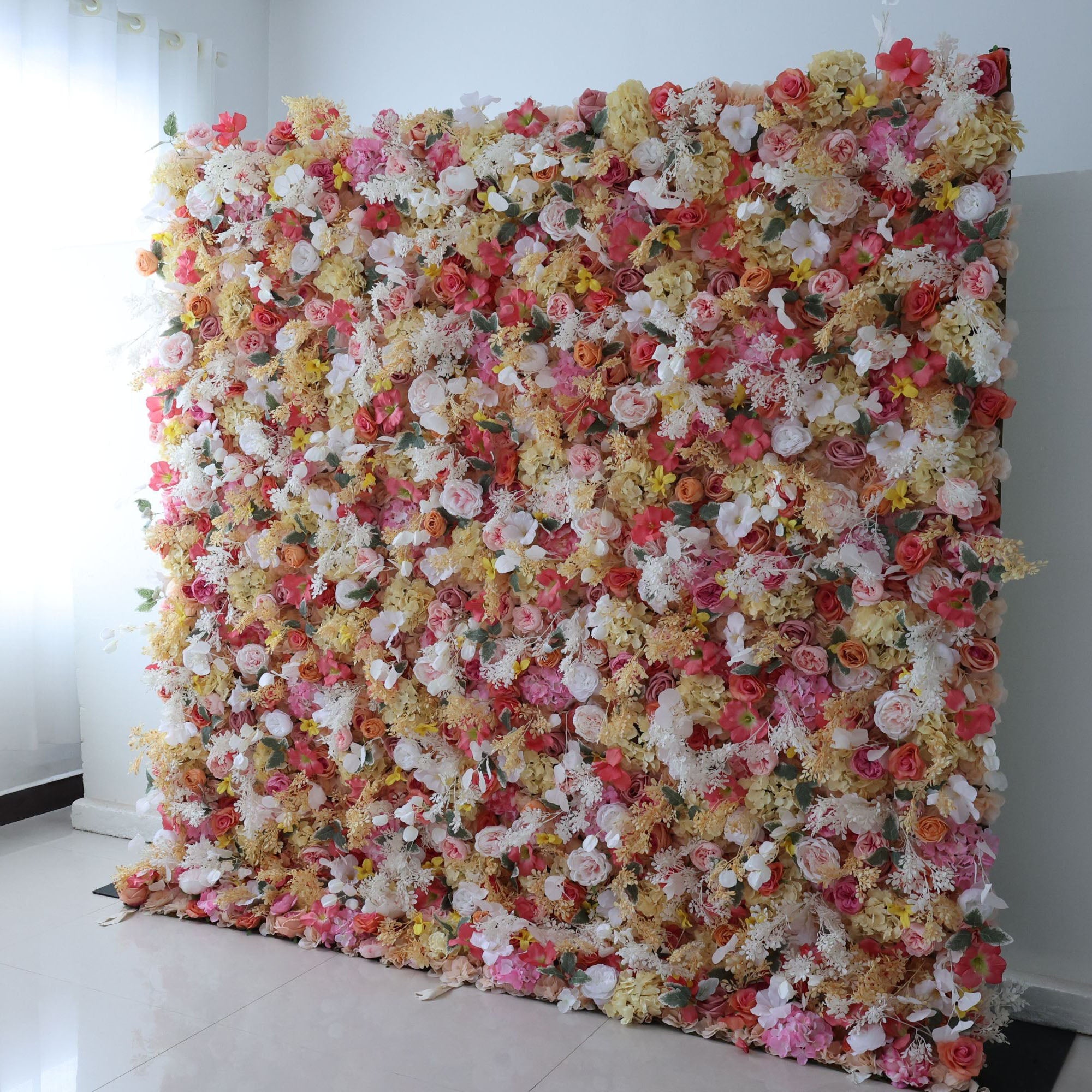 Artificial Flower Wall Wedding Backdrop, Floral Party Decor, Event Photography-VF-336