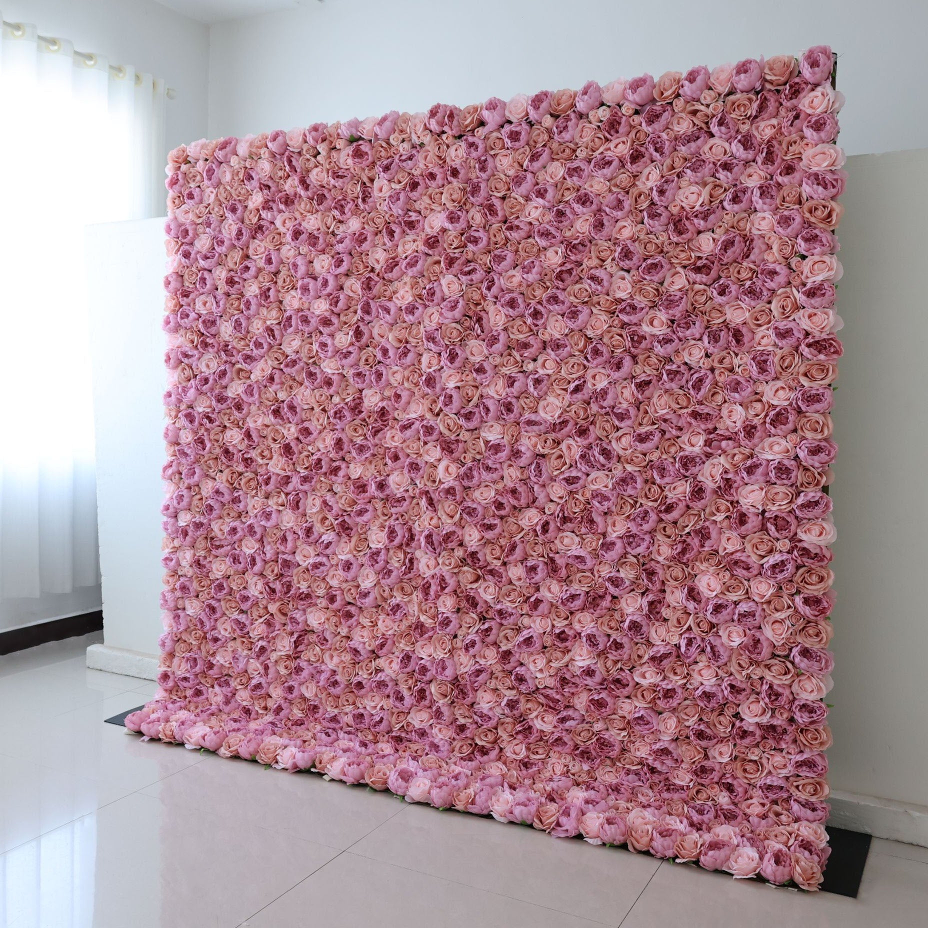 Artificial Flower Wall | Roll-Up Fabric Backdrop for Weddings
