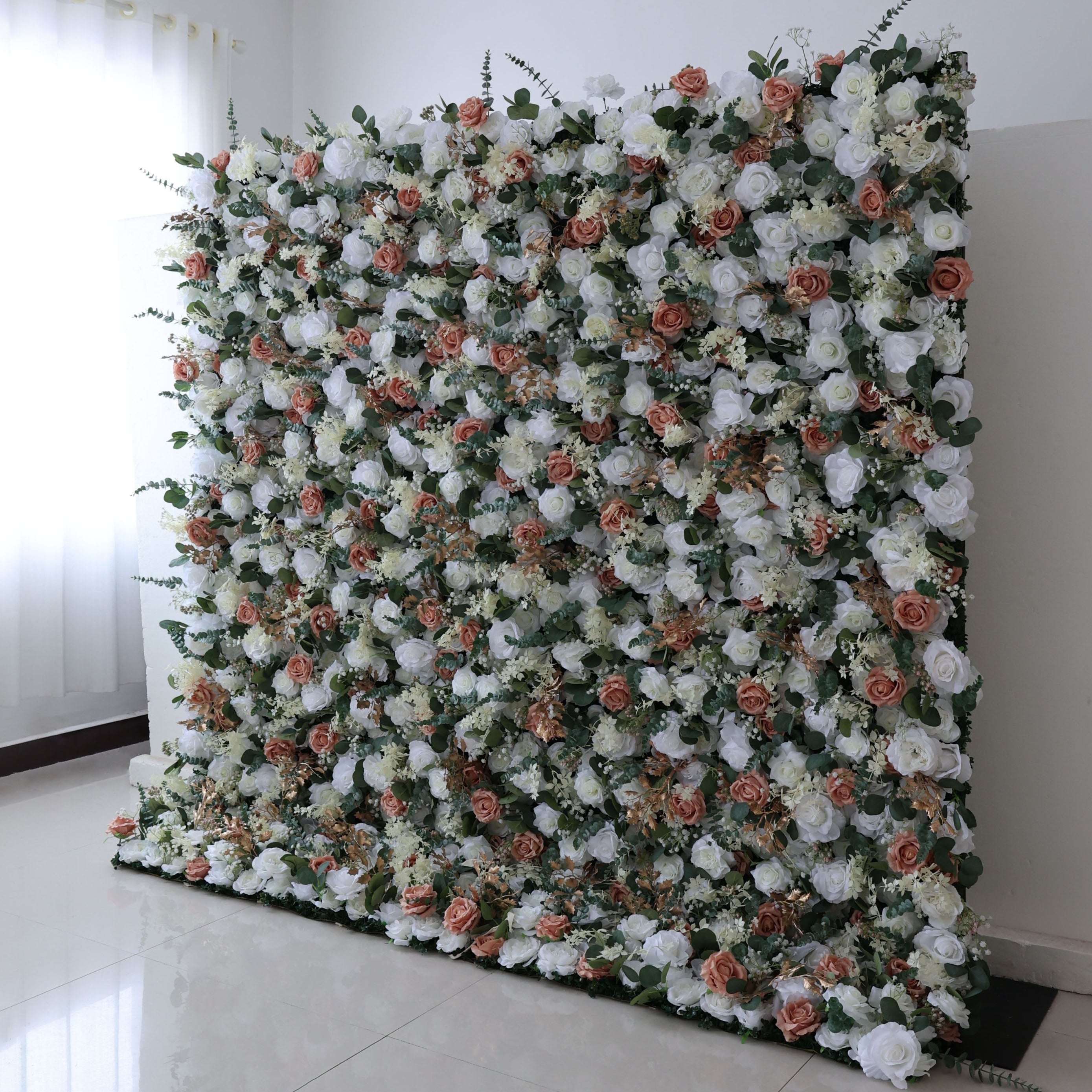Artificial Flower Wall Wedding Backdrop, Floral Party Decor, Event Photography-VF-358